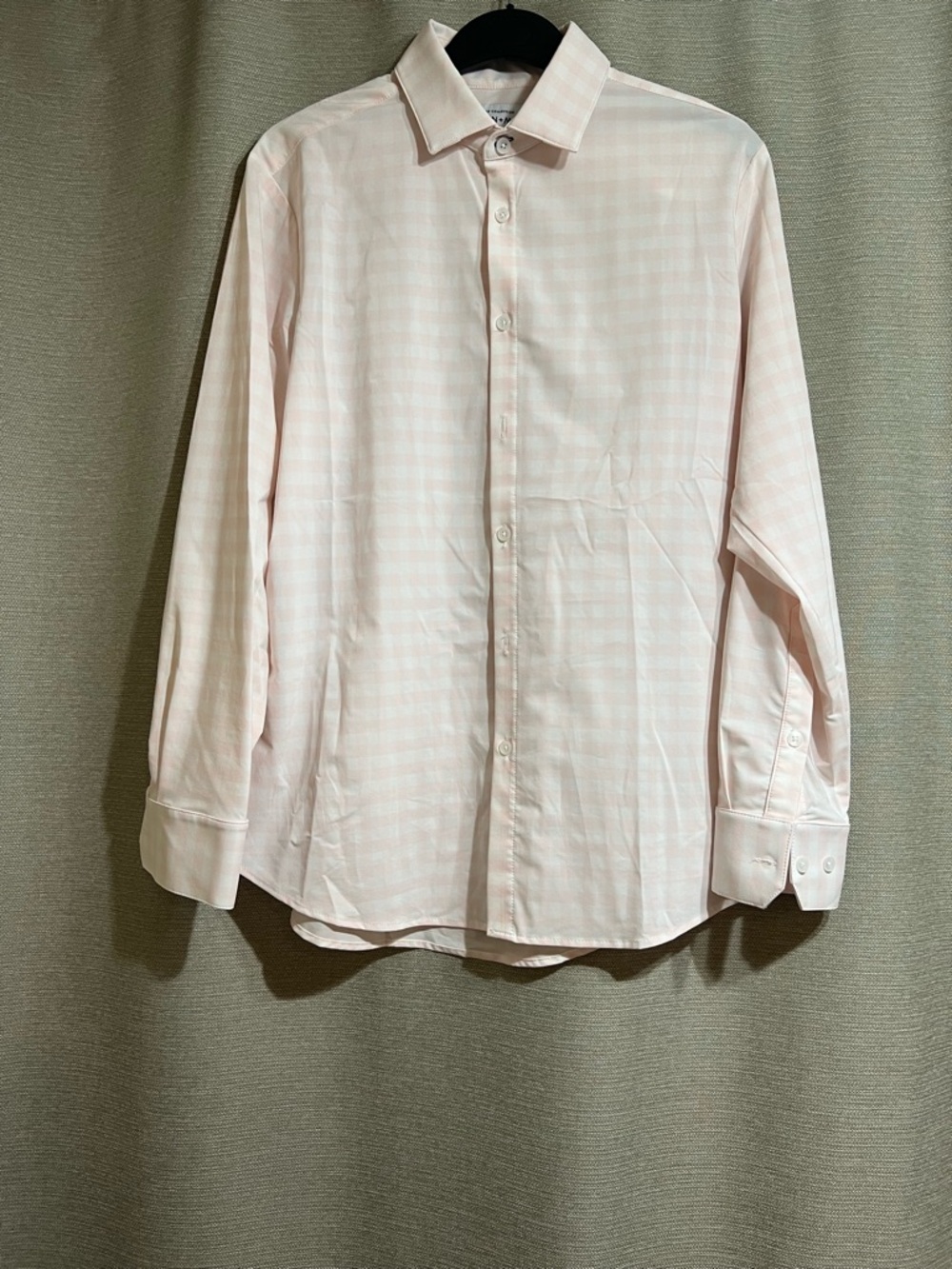 Mizzen + Main Leeward Pink Gingham Performance Dress Shirt Medium Standard Fit M